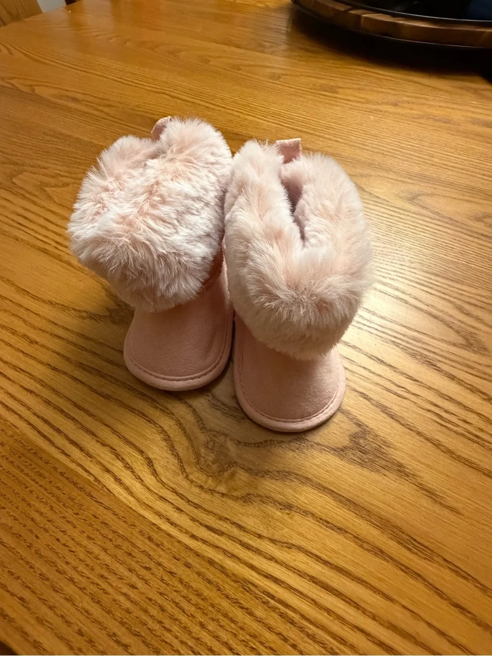 Plush Faux-Fur Baby Booties - Soft Pink